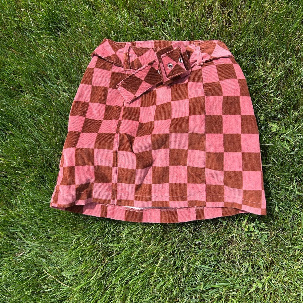 Corduroy Checked Skirt